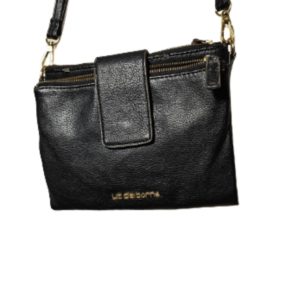 Liz Claiborne Black Crossbody Wallet Clutch Purse Used Condition
